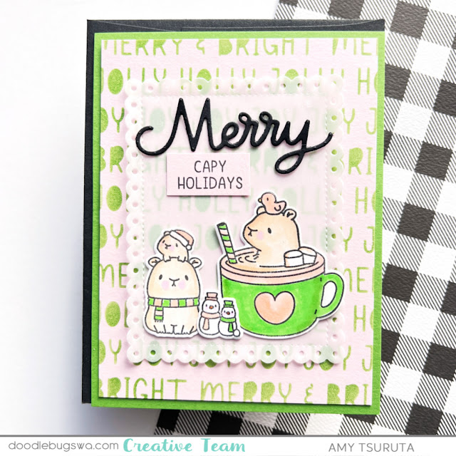 Mama Elephant Capybara Christmas and Pretty Pink Posh Eyelet Rectangle