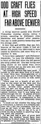 Odd Craft Flies at High Speed Far Above Denver - Denver Post, The 6-15-1911