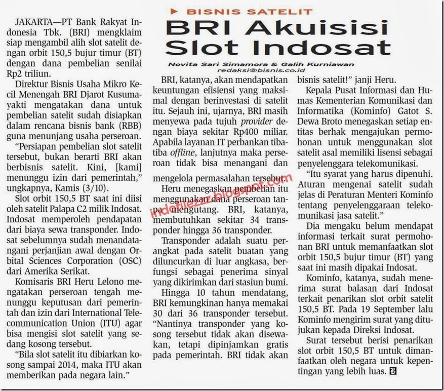 BRI Akuisisi Slot Indosat