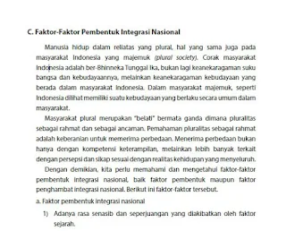 Faktor-Faktor Pembentuk Integrasi Nasional