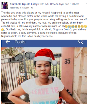 ter to death because of food" sister of FUT Minna student killed by her fiance cries, shares photo of alleged murderer 