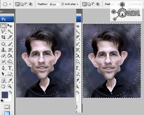 elliptical lasso tool - Mengubah Foto Menjadi Karikatur Dengan Photoshop