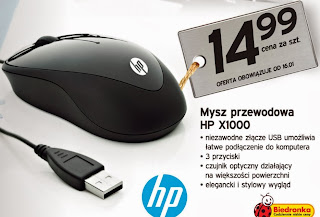 Mysz przewodowa HP X1000 z Biedronki ulotka