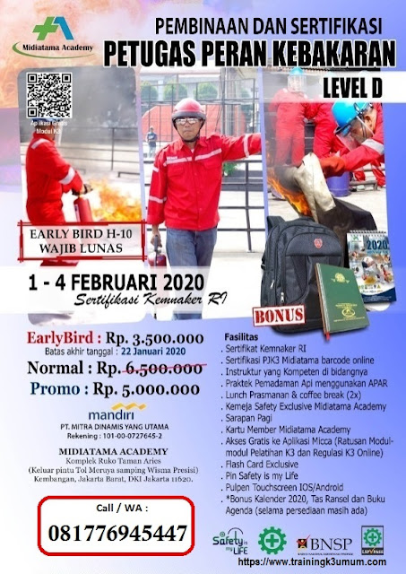 Petugas Damkar Klas D tgl.1-4 Februari 2020 di Jakarta