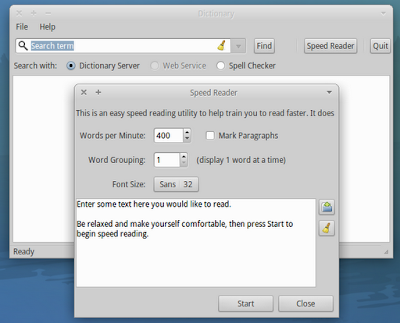 Use Xfce4 Dictionary as RSVP program