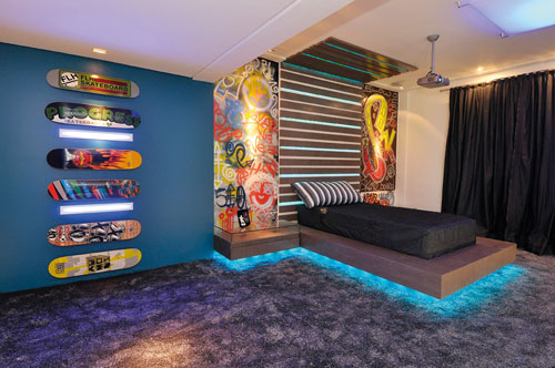 DORMITORIO PARA JOVENCITO ADOLESCENTE CON SKATES Y GRAFFITI via www.dormitorios.blogspot.com