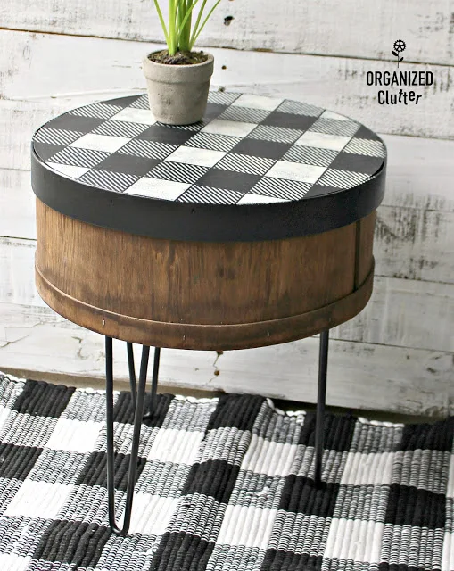 DIY Repurposed Cheese Box Becomes A Fun Side Table #repurposed #stencil #oldsignstencils #coffee #dixiebellepaint