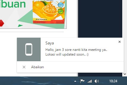 bentuk notifikasi pada layar PC