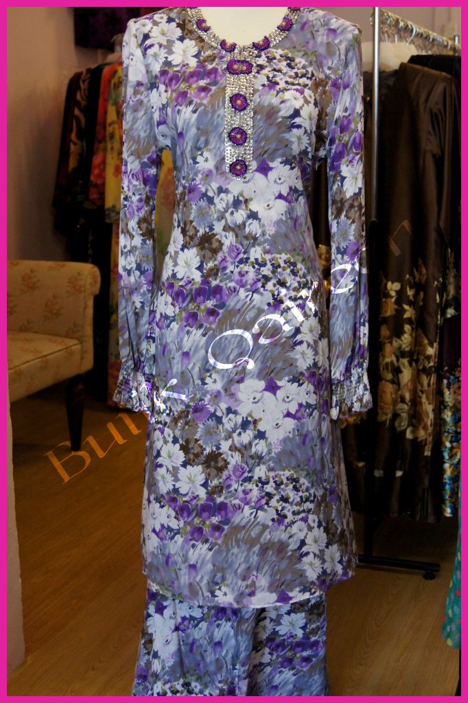 Butik Qaireen Baju  Kurung  Cotton Viscose  color Purple
