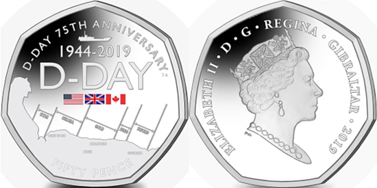 Gibraltar 50 pence 2019 - 75th Anniversary of D-Day