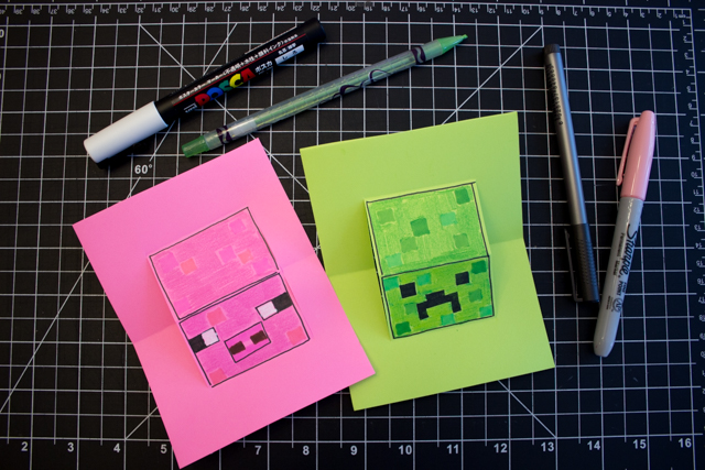 How to make a pop up Minecraft Pig and Creeper craft for kids