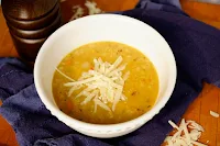 A bowl of lentil soup.