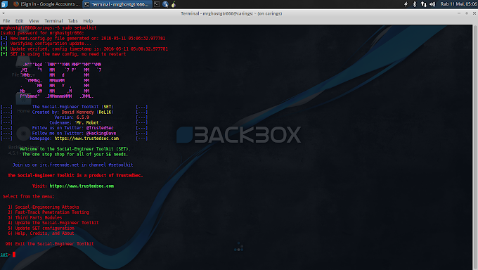 Cara Phising dengan tools Setoolkit (social engineering attack) di Linux 