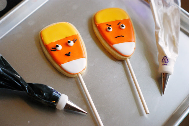 how to make candy corn cookies on a stick