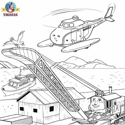 Rocky Harold helicopter Misty Island rescue Thomas and his friends coloring pages for preschoolers