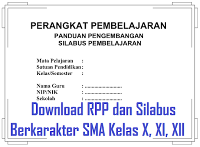 Download RPP dan Silabus Berkarakter SMA Kelas X, XI, XII Lengkap