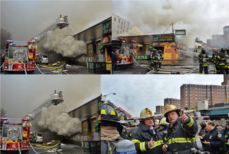 Fuego de cuatro alarmas destruye comercios en el Alto Manhattan con seis bomberos lesionados 