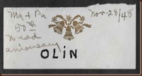 King George Sarah Olin name tag