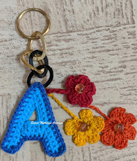 Sweet Nothings Crochet free crochet pattern blog, free crochet pattern for alphabet keychains, photo of the alphabet keychains,