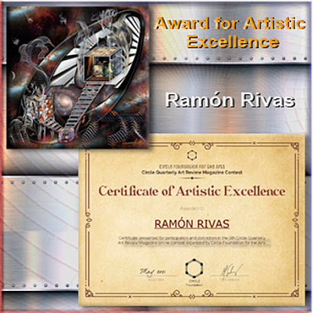 La Obra " Experiential Cubes & Jars" y el Certificado del  "Premio a la Excelencia Artística" concedido a Ramón Rivas