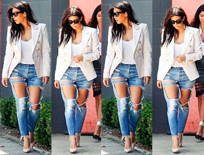 kim kardashian calca jeans mega rasgo destroyed