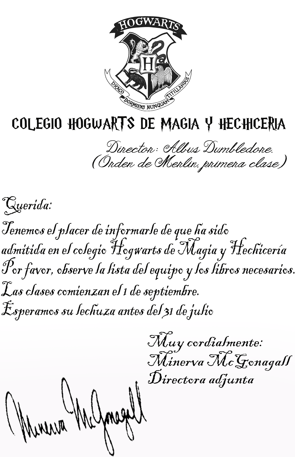 The Secret Key: Manualidades fangirl #1: Carta de Hogwarts