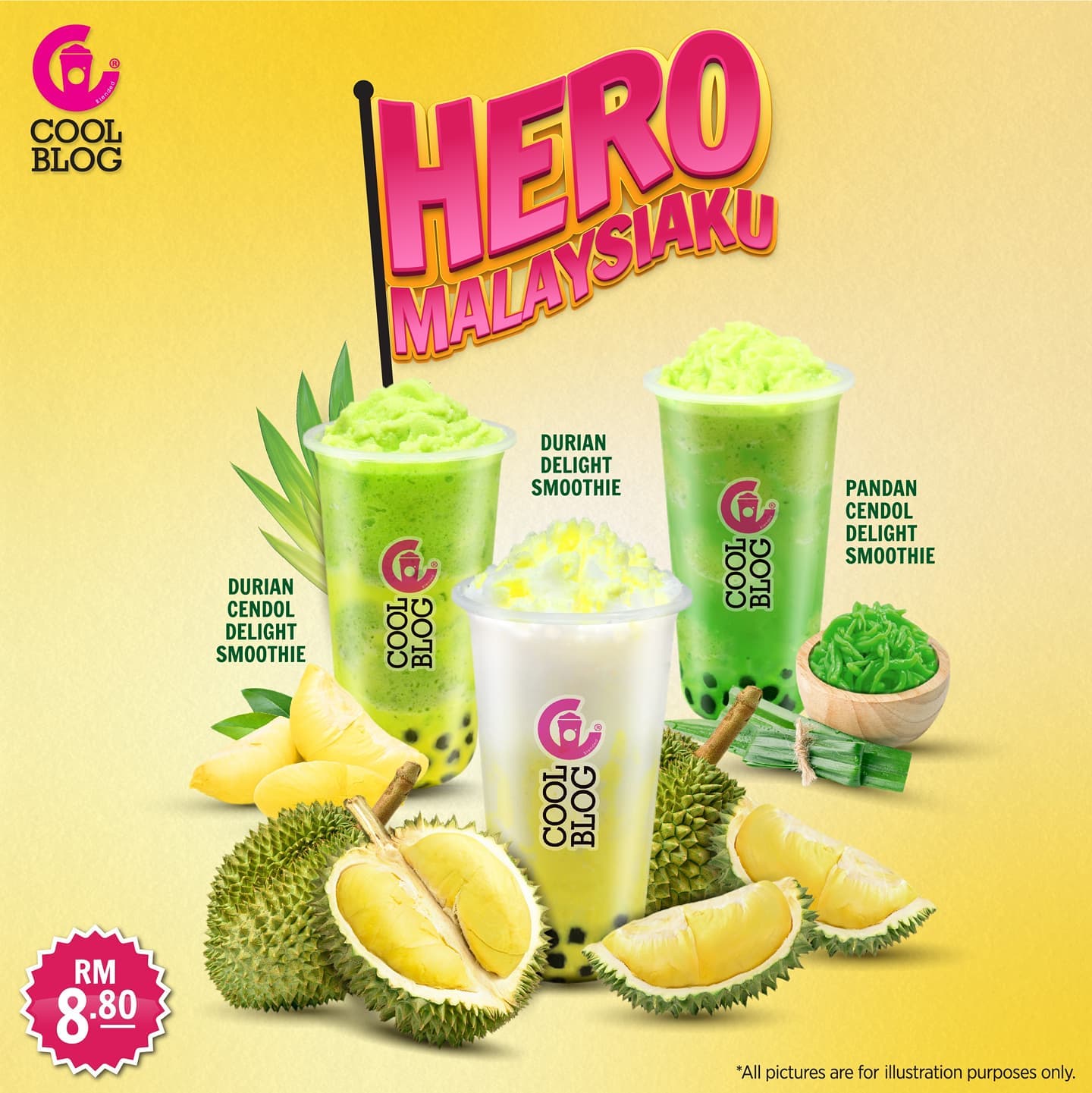 Coolblog Memperkenal Minuman Smoothie Perisa Tempatan, Durian, Pandan dan Cendol Sempena Kempen Hero Malaysiaku!