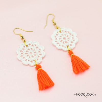 boucle d'oreilles rosace au crochet