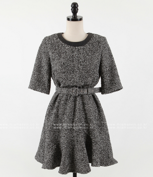 Blouson Tweed Dress