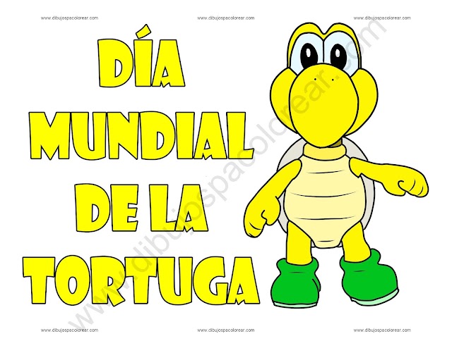 Día Mundial de la Tortuga dibujo a color y para colorear