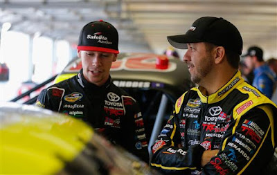 Ben Rhodes and Matt Crafton in the Texas Motor Speedway Garage