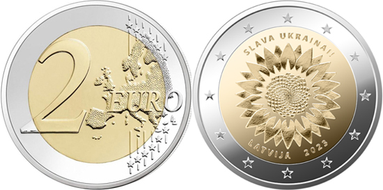 Latvia 2 euro 2023 - Sunflower for Ukraine