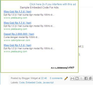 blogger widget Picture Sample Embeded Code For Ads tutorial