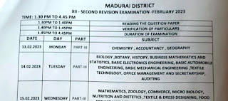 12th Second Revision Time Table-2023 Madurai dt