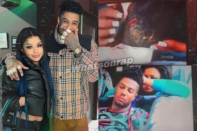 Chrisean rock slapped Blueface in the head with a bottle of HENNY