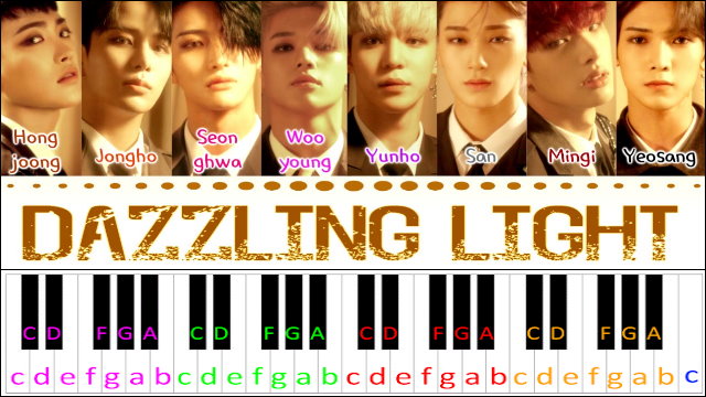 Dazzling Light by ATEEZ Piano / Keyboard Easy Letter Notes for Beginners