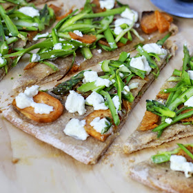 Sweet Potato Asparagus Flatbread with Goat Cheese