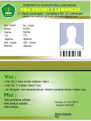 Contoh Id Card Anak Sekolah - Contoh O