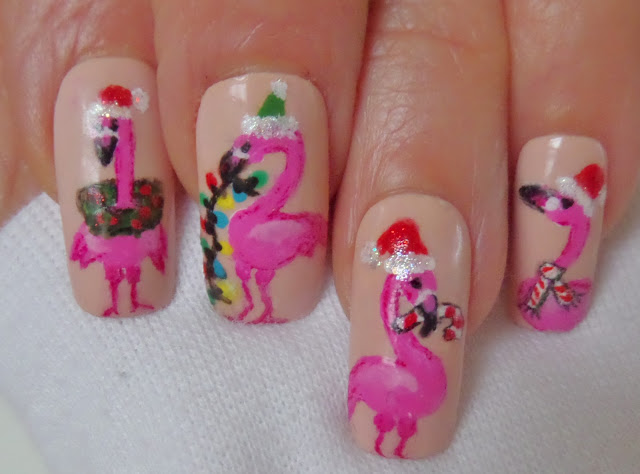 flamingo nail designs closeup