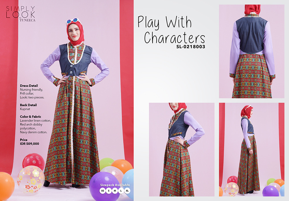 GAMIS PESTA SIMPLY LOOK PLAY WITH CHARACTER