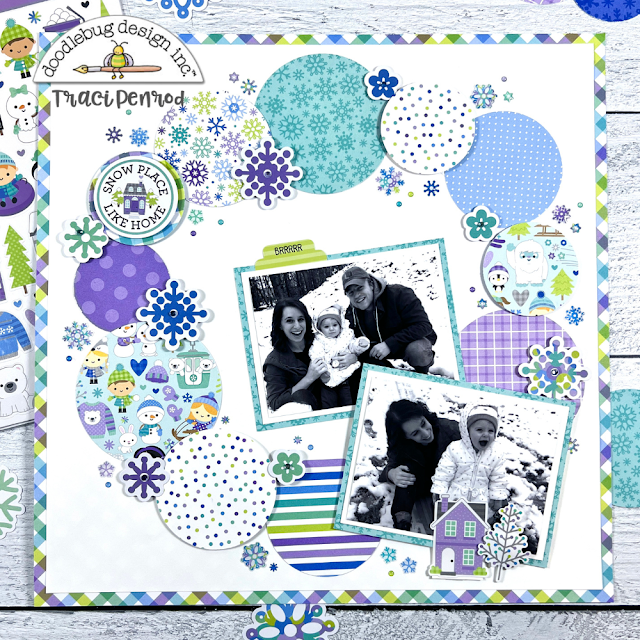 12x12 Snow Much Fun Winter Circle Layout by Artsy Albums