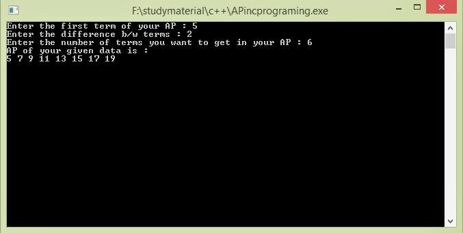 Arithmetic Progression in C