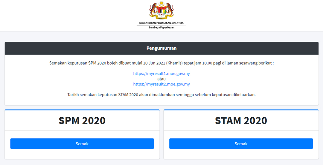 Cara Semak Keputusan SPM 2020 Online atau SMS