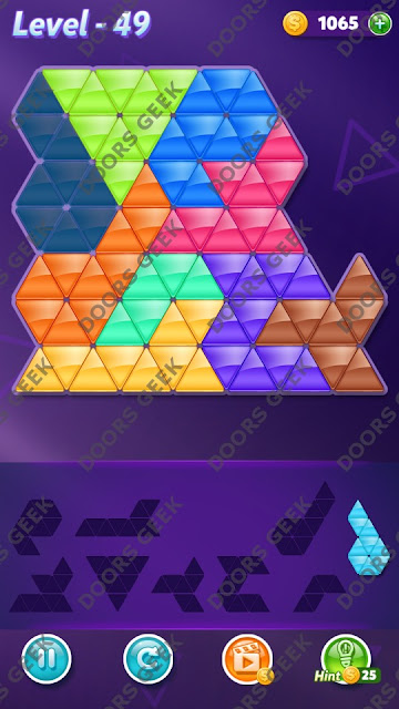 Block! Triangle Puzzle 9 Mania Level 49 Solution, Cheats, Walkthrough for Android, iPhone, iPad and iPod