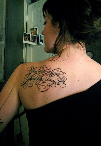 tattoos for women on shoulder. tattoo cursive. cursive letter