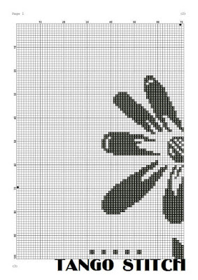 Black flower simple cross stitch pattern - Tango Stitch