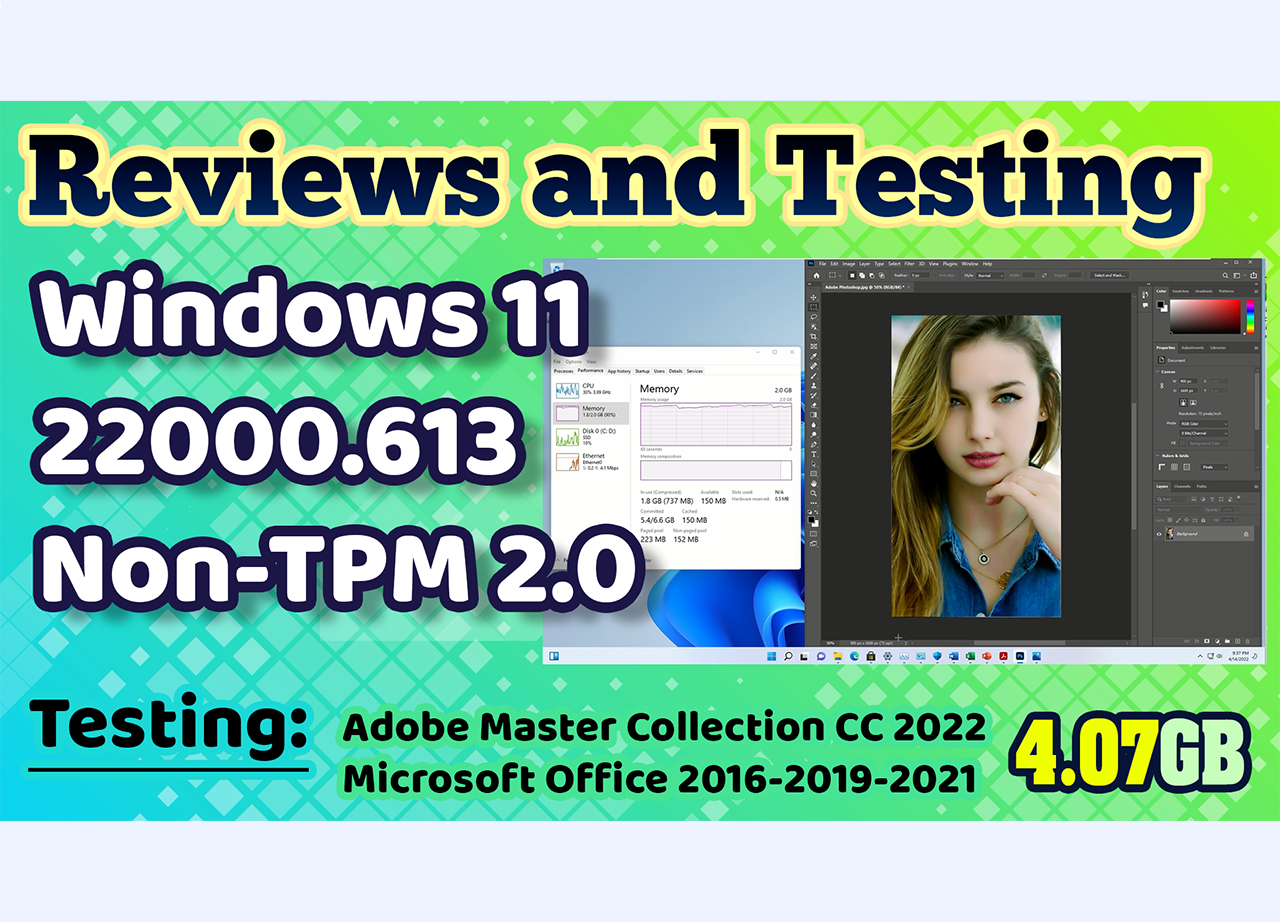 Review Windows 11 PRO 22000.613 21H2 Non-TPM 2.0 Compliant x64 En-US Pre-activated