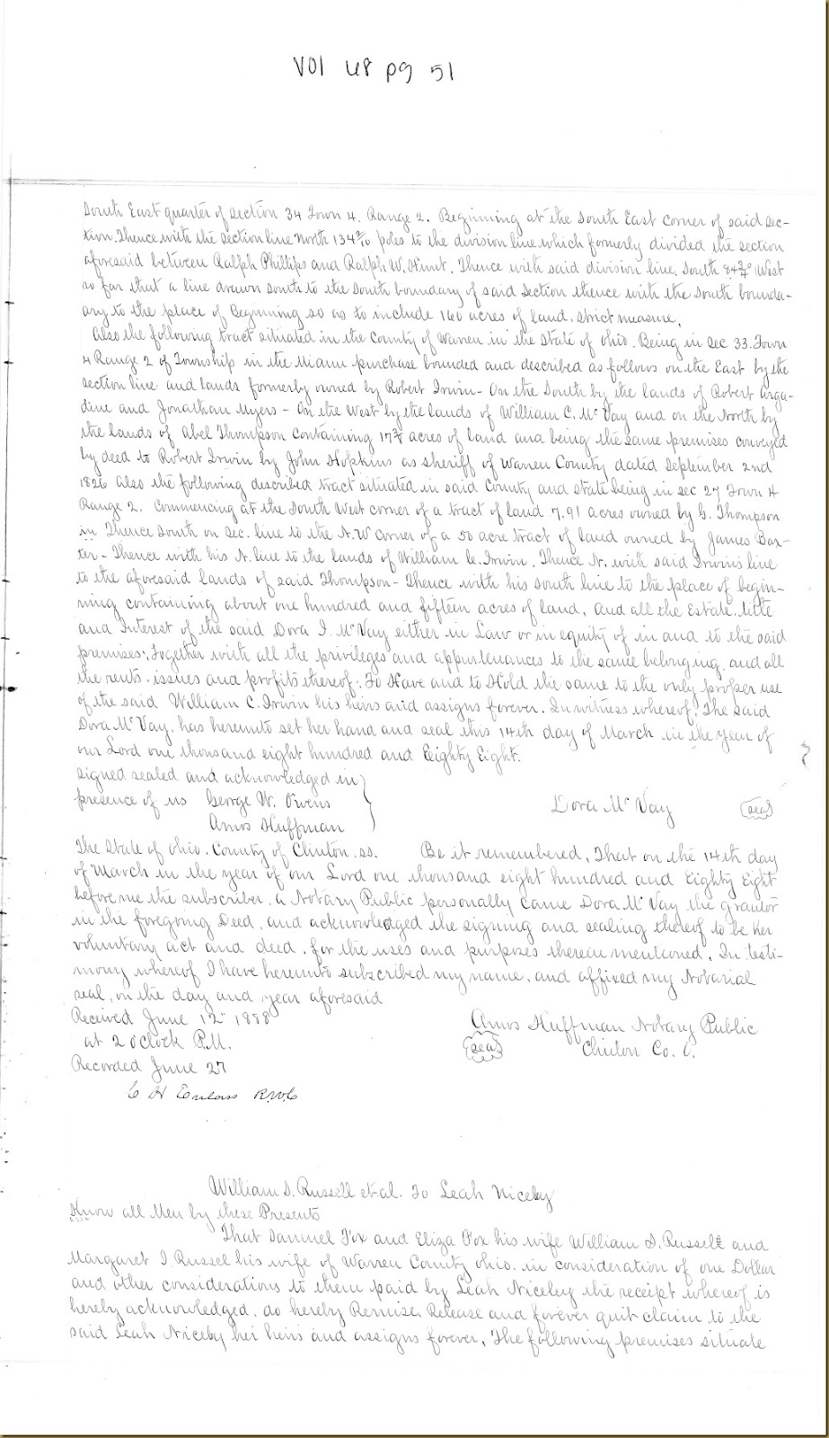 Dora I. McVay sold to William Cox Irwin 14 March 1888_0002