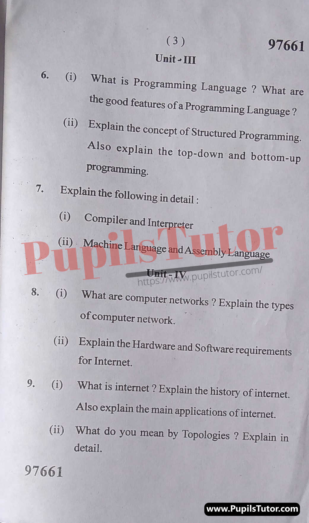 Free Download PDF Of M.D. University B.C.A First Semester Latest Question Paper For Computer And Programming Fundamentals Subject (Page 3) - https://www.pupilstutor.com