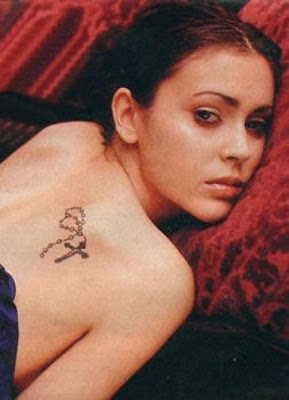 Alyssa Milano Celebrity Cross Tattoo Picture
